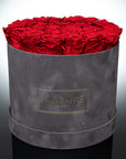Large Round Grey Suede Rose Box
