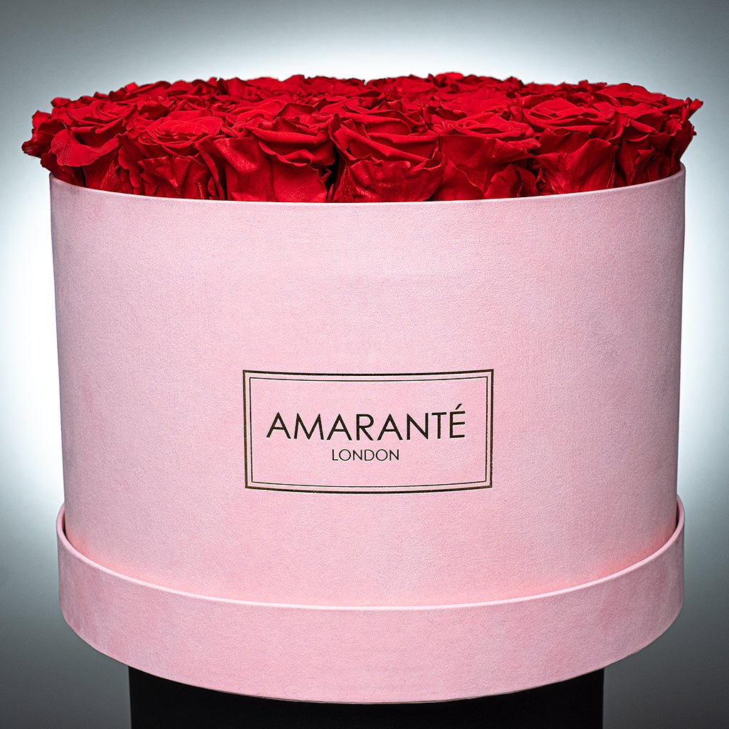 Extra Large Pink Round Suede Luxury Rose Box