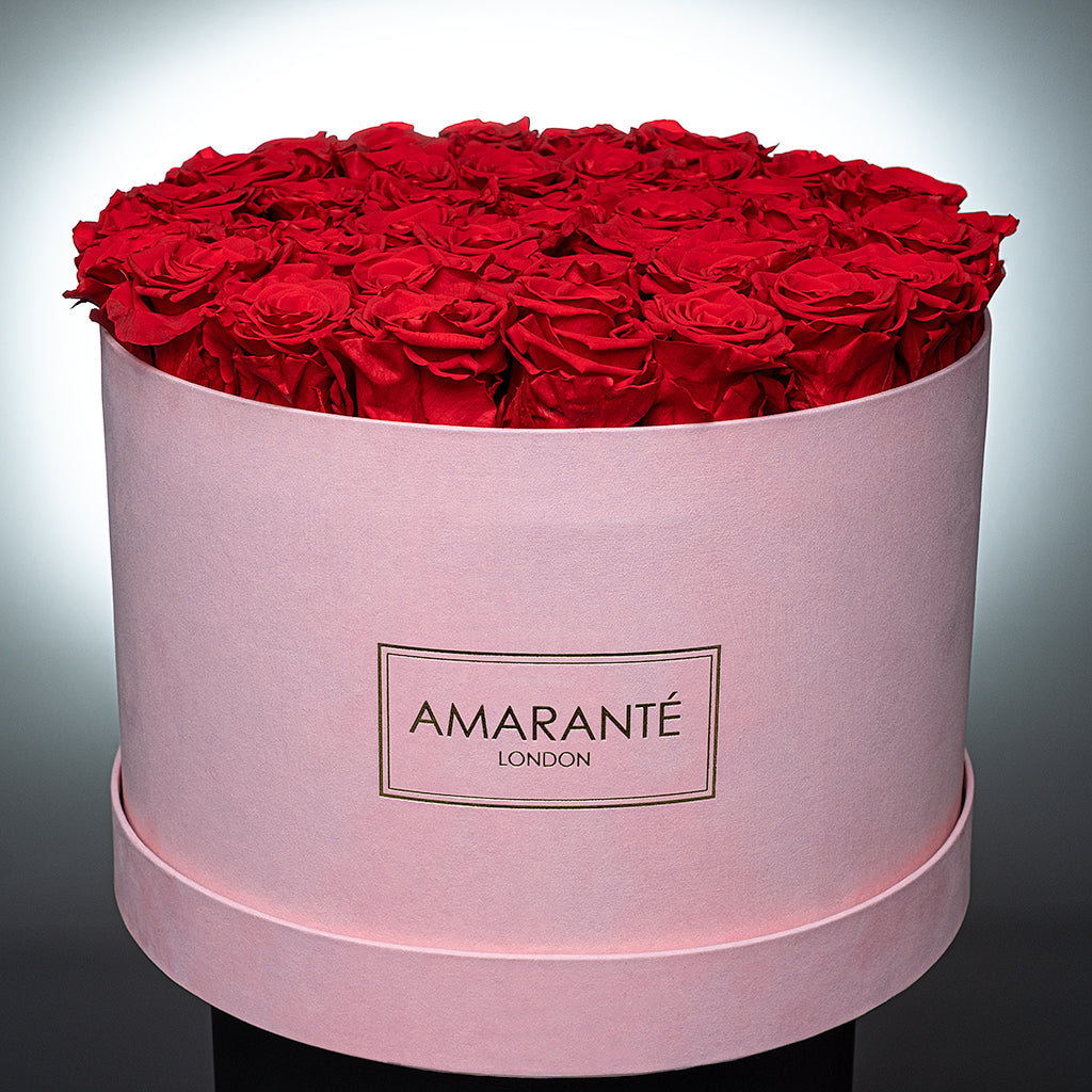 Extra Large Pink Round Suede Luxury Rose Box