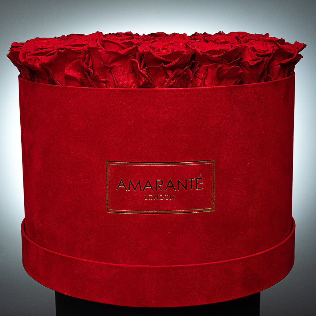 Extra Large Red Round Suede Rose Box