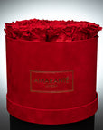 Large Red Round Suede Rose Box