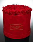 Large Red Round Suede Rose Box