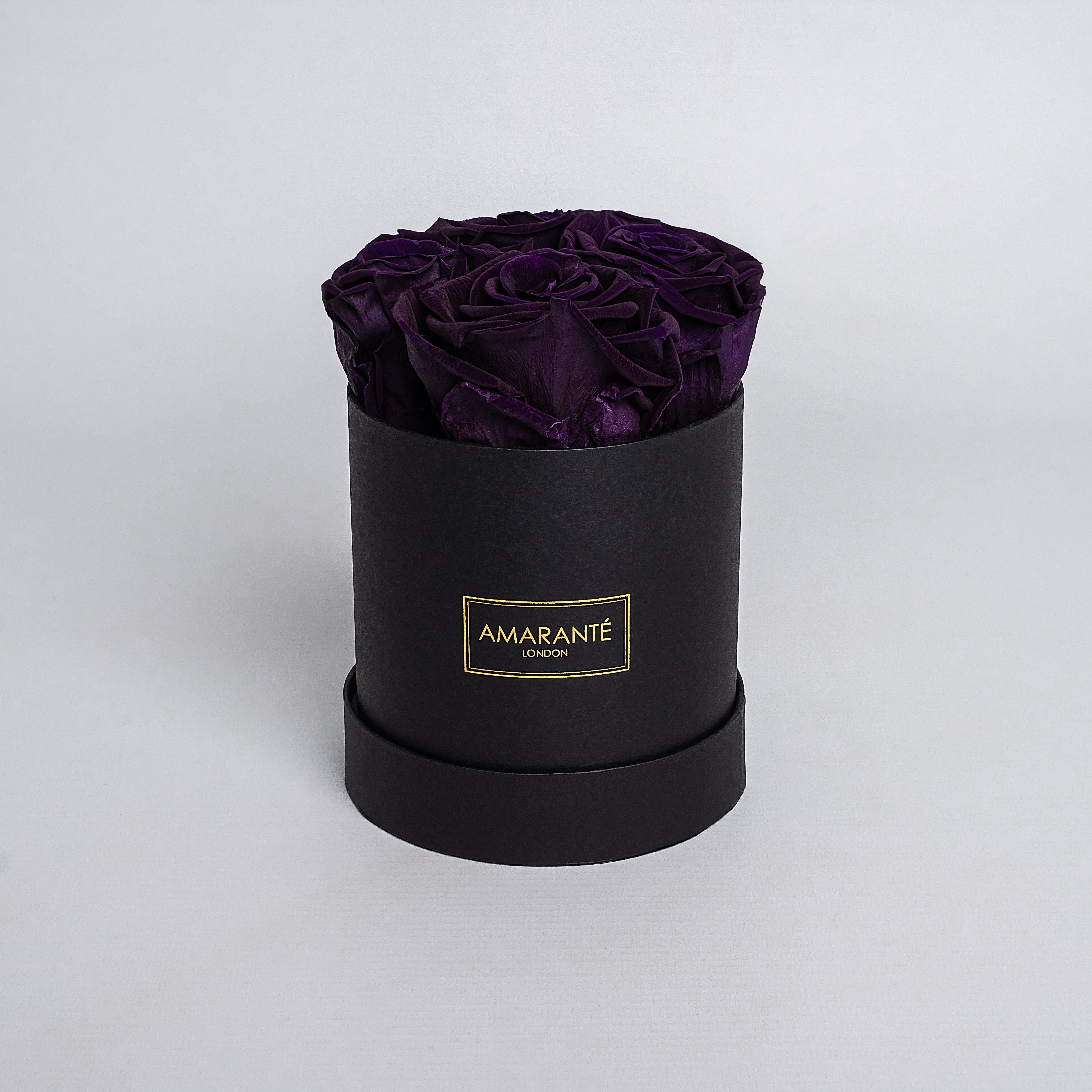 Small Black Round Matte Rose Box