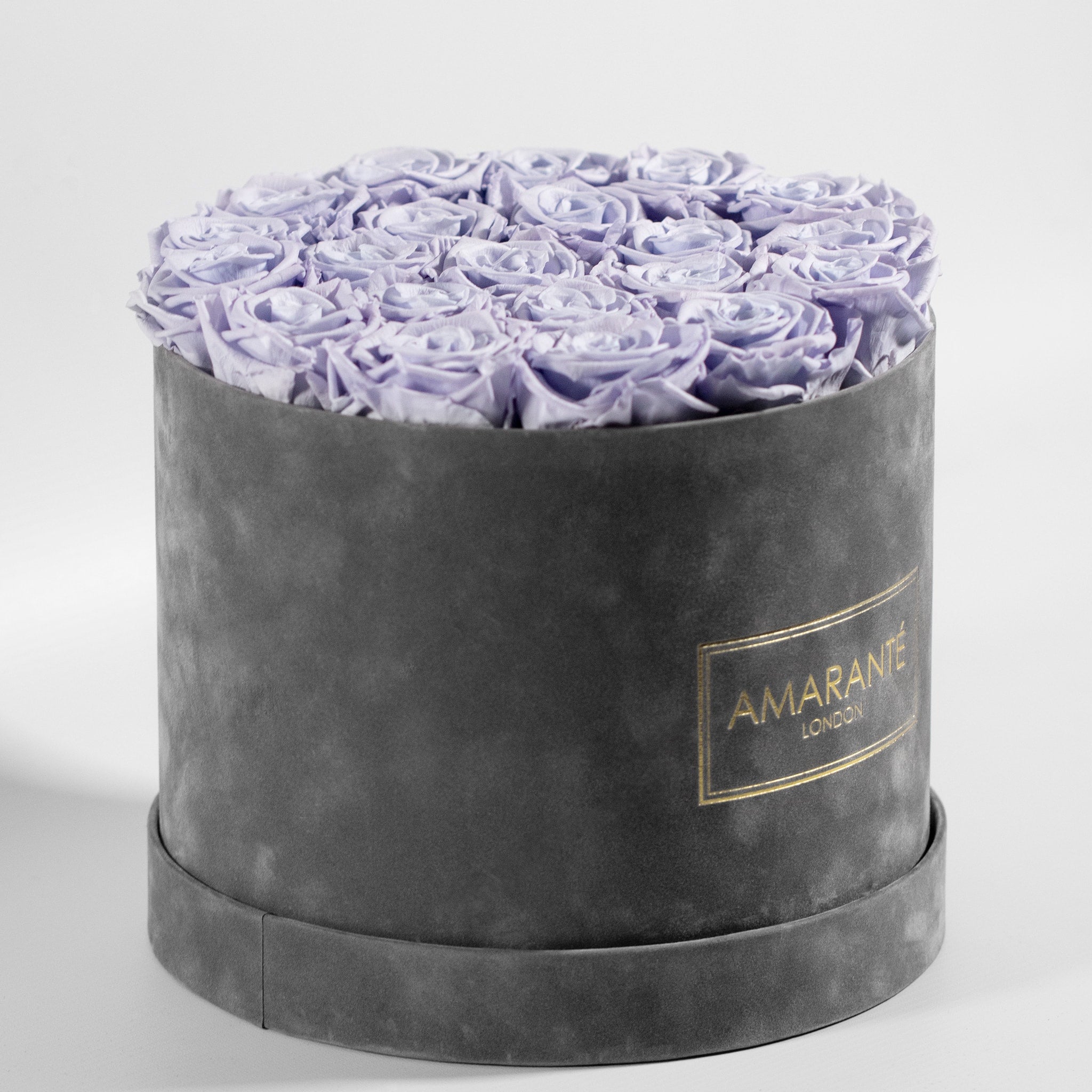 Spring-time inspired Lavender Roses available in a dreamy grey box 