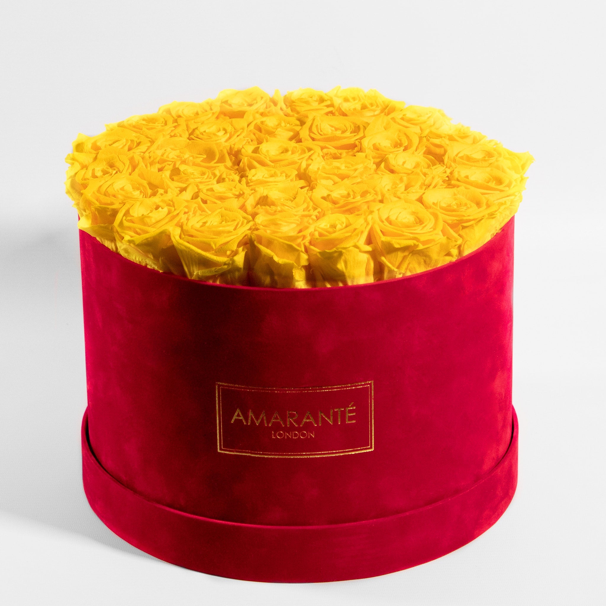 Delightful Yellow Roses in a gorgeous red pack, the perfect choice for a friend. 