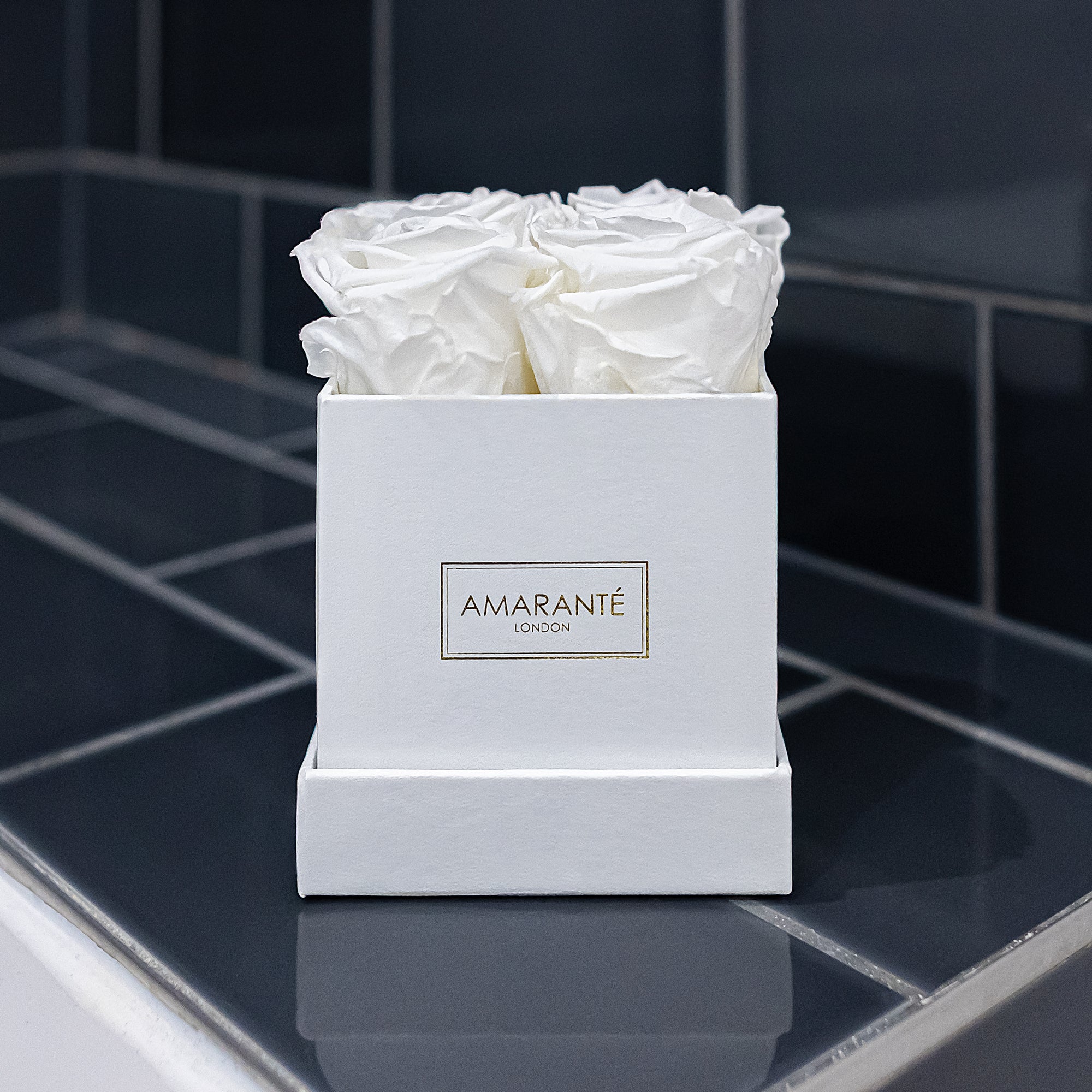 Small White Square Matte Rose Box