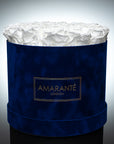 Large Royal Blue Round Suede Rose Box