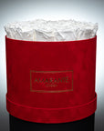 Large Red Round Suede Rose Box