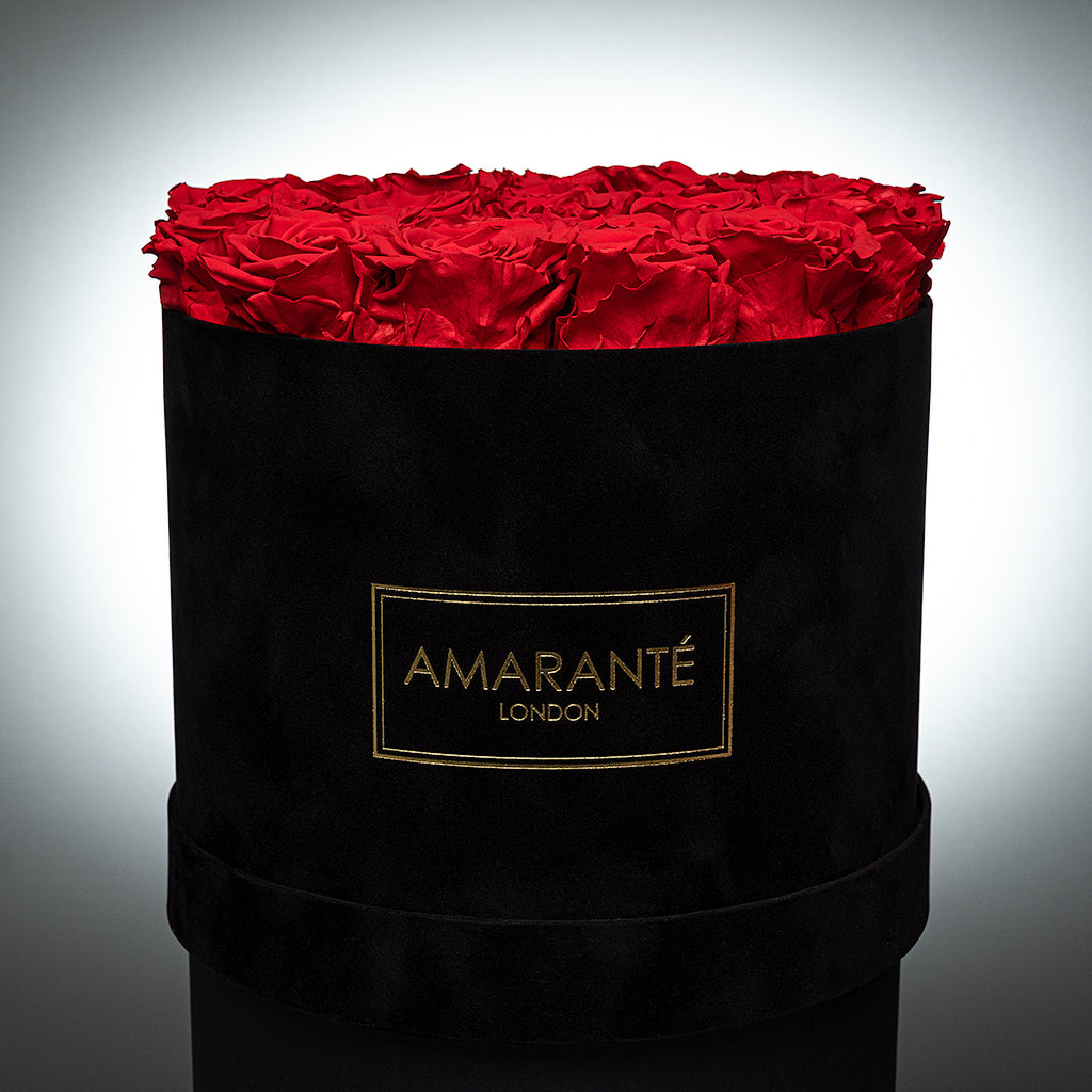 Large Black Round Suede Rose Box