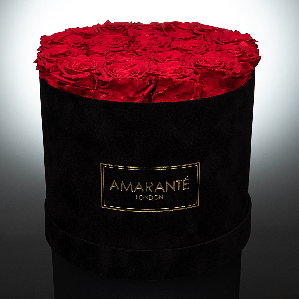 Large Black Round Suede Rose Box