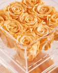 Artful peach Roses in a set of nine, denoting energy, communication, and  originality. 