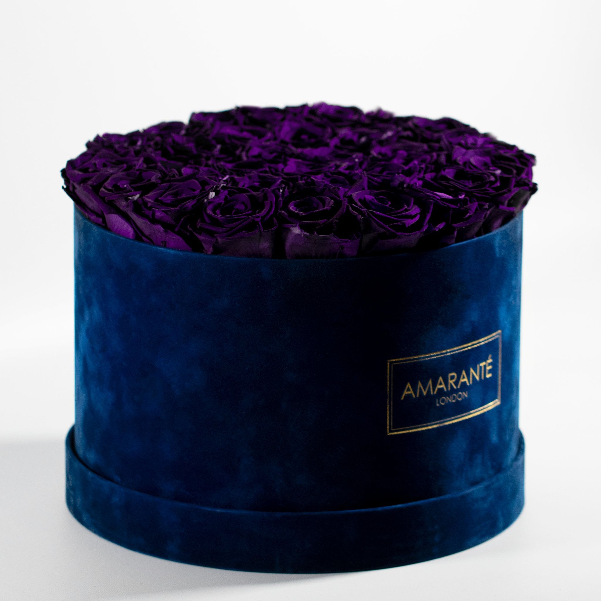 Luxurious dark purple Roses displayed in a divine package. 