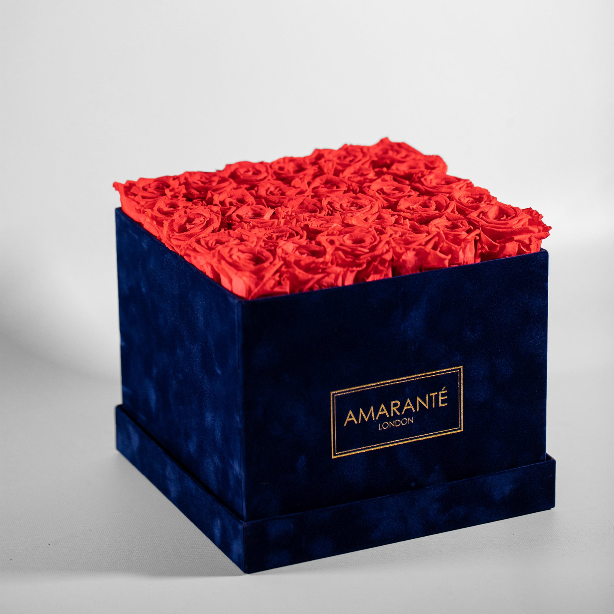 Large Royal Blue Square Suede Rose Box
