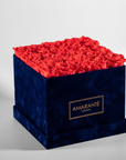 Large Royal Blue Square Suede Rose Box